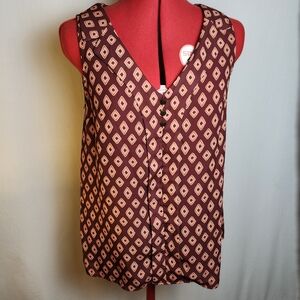 Mod Cloth Geometric Patterned Sleeveless Office Blouse Size M